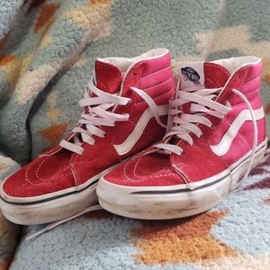 AS IS RED SUEDE HIGH TOP VANS